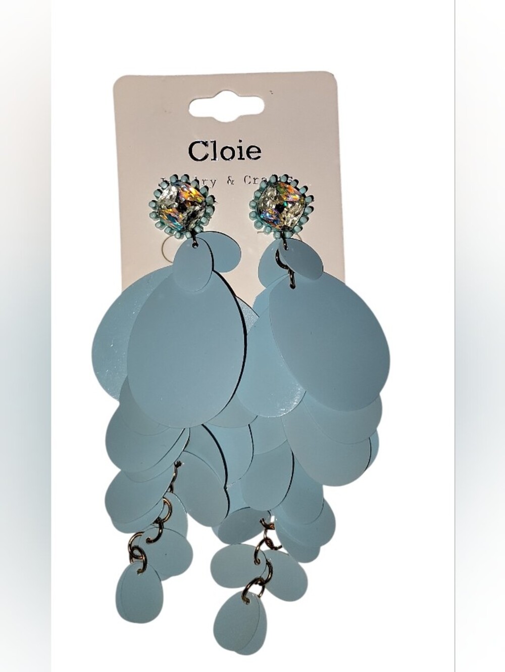 Cloie Light Blue Dangle Sequin Earrings